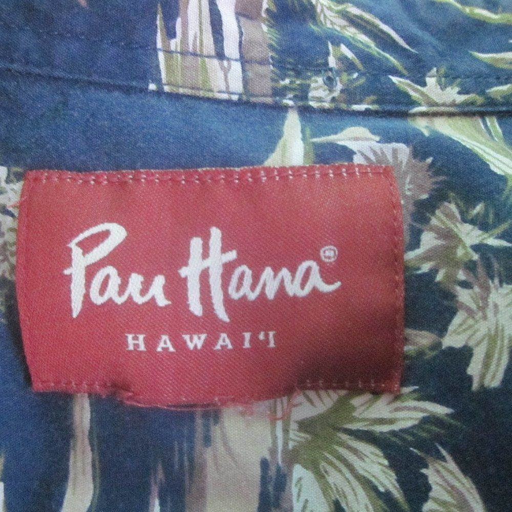 Pau Hana Mens Navy Blue Aloha Vintage Hawaiian Short Slv Shirt Size M 44" Chest - Picture 3 of 8